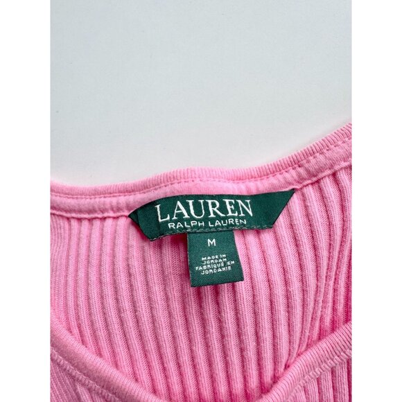 LAUREN RALPH LAUREN Pink Paisley Cotton Voile V-Neck Ruffle Blouse, Size M - Picture 15 of 16